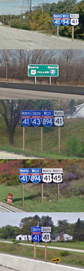 Interstate 41 reassurance route marker examples