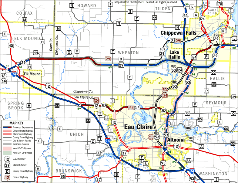 Map of Greater Eau Claire & Chippewa Falls area