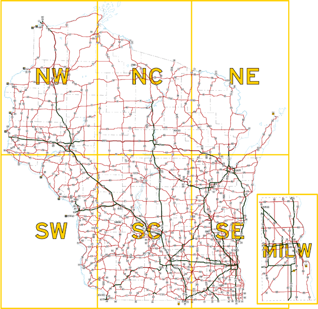 Wisconsin State Trunkline Map - Overview