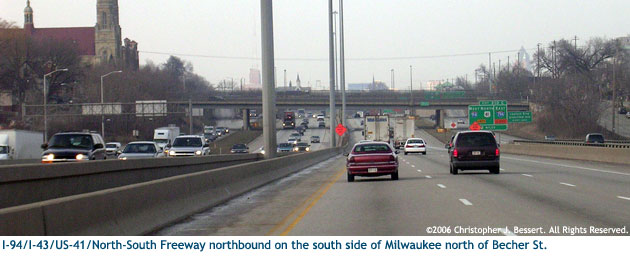 I-94/I-43/US-41/North-South Freeway north of Becher St.