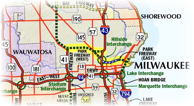 Map of Park Freeway